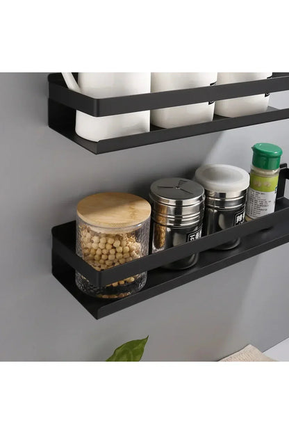 Sleek Wall Mounted Black Shelves