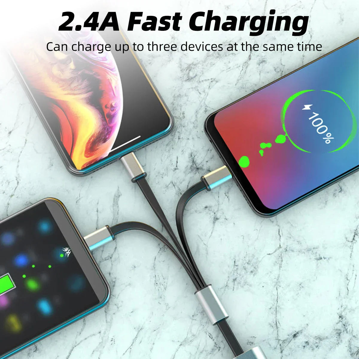 Durable 3in1 Metal Quick USB Charging Cable