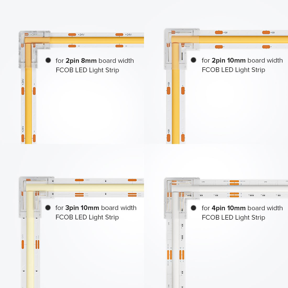 Clear L Shape LED Strip Light Connector