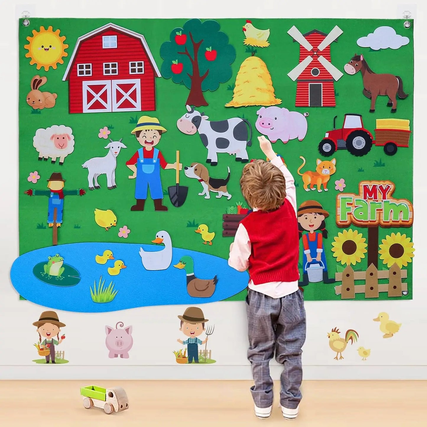 Educational Farm Animal Play Felt Board Set