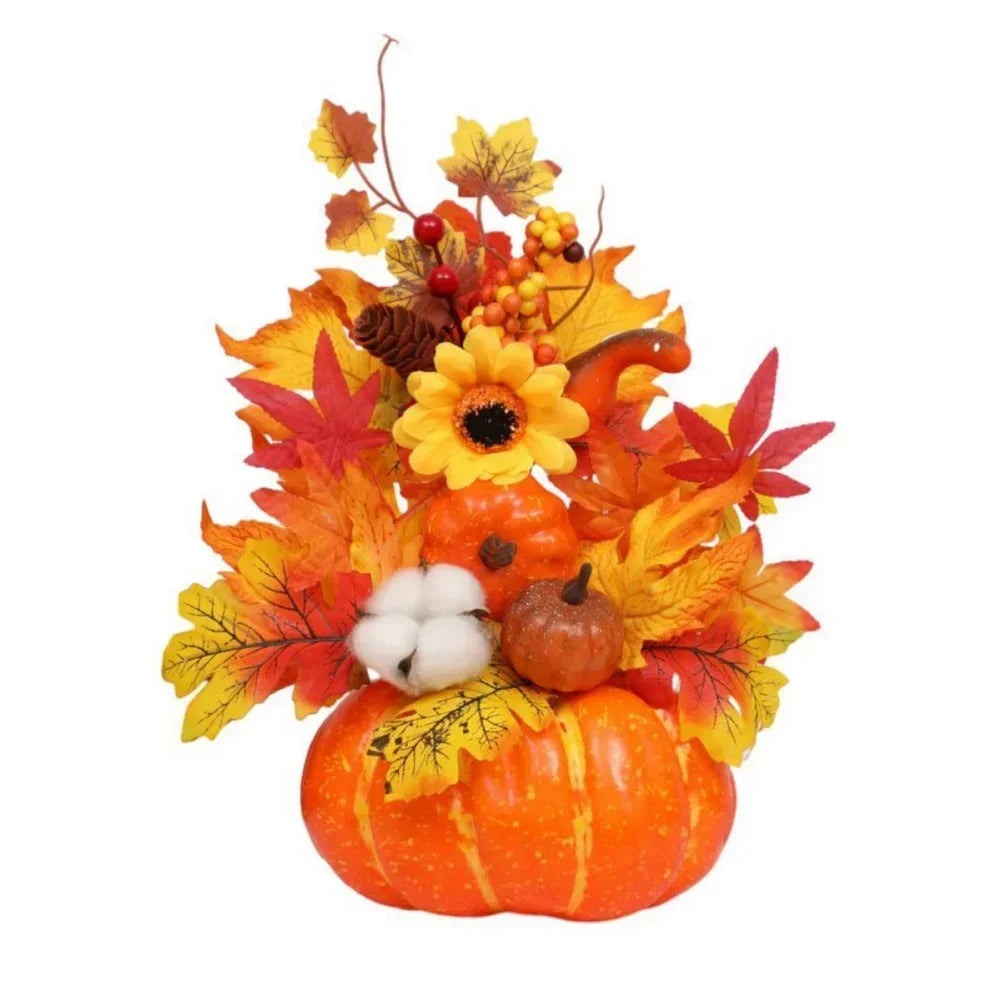 Fall Decorative Pumpkin with Silk Flowers