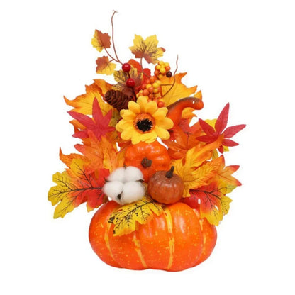 Fall Decorative Pumpkin with Silk Flowers