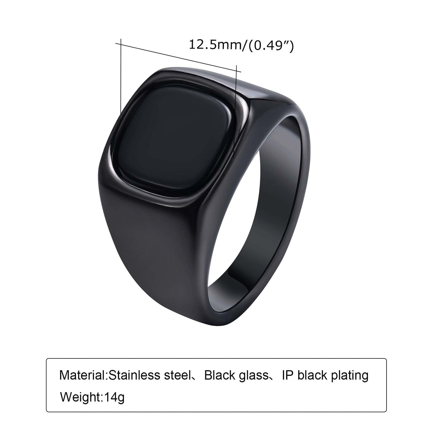Edgy Dark Stone Steel Mens Ring