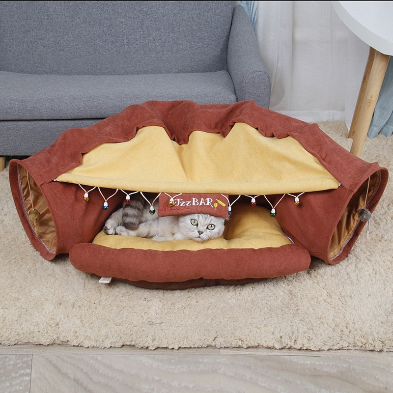 Collapsible Pet Play Tunnel House Bed