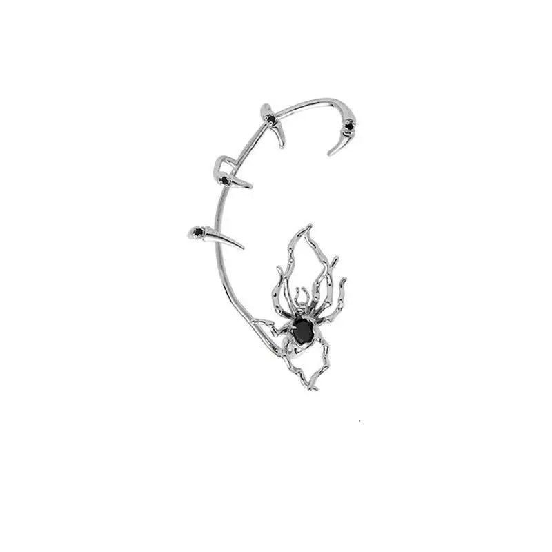 Edgy Black Web Drop Earring
