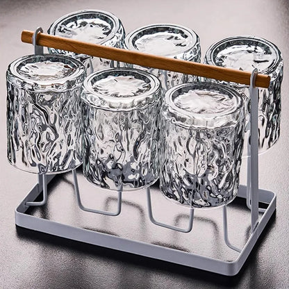 Elegant Glass Whisky Cup Holder with Reindeer Design