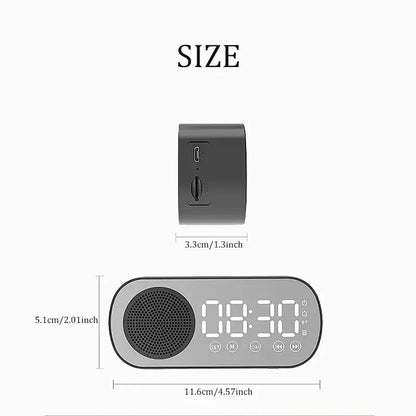 Compact Wireless Alarm Clock with Bluetooth Speaker