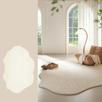 Beige and White Striped Area Rug