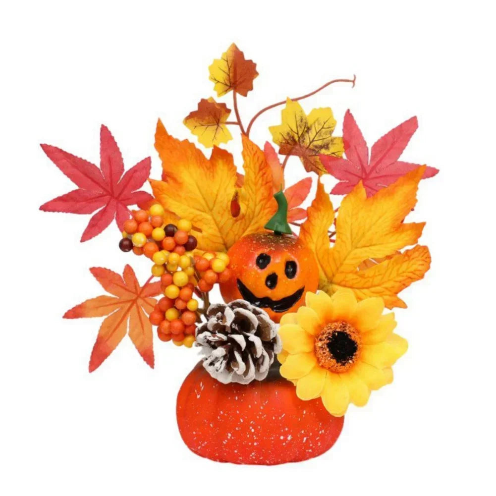 Fall Decorative Pumpkin with Silk Flowers