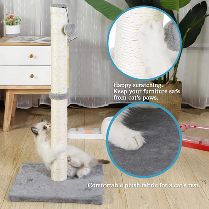 Pet Cat Tower Scratcher with Hanging Toy Ball