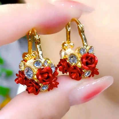 Beautiful Pink Crystal Drop Earrings - Yeezlab