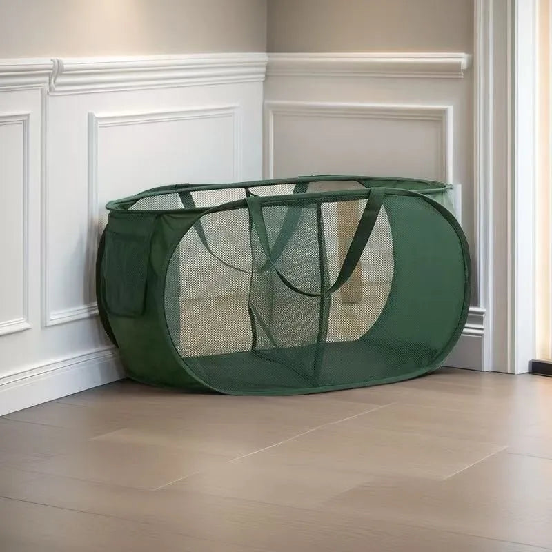 Collapsible Laundry Hamper with Pocket and Sturdy Frame