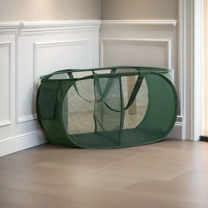 Collapsible Laundry Hamper with Pocket and Sturdy Frame