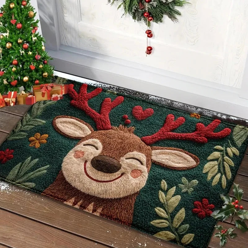 Holiday Cheer Christmas Doormat Santa Gingerbread Design