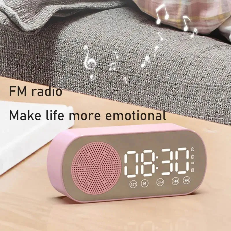 Compact Wireless Alarm Clock with Bluetooth Speaker