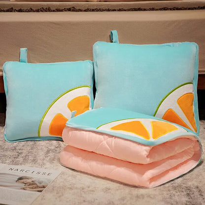 Fun Cartoon Toast Travel Blanket Pillow