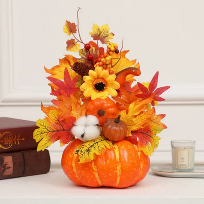 Fall Decorative Pumpkin with Silk Flowers