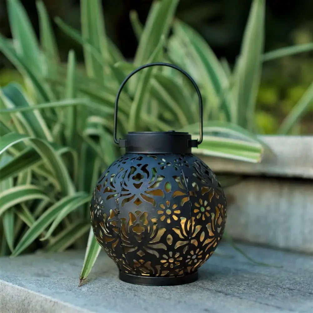 Solar Powered Hanging Garden Lantern with Iron Design