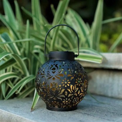 Solar Powered Hanging Garden Lantern with Iron Design