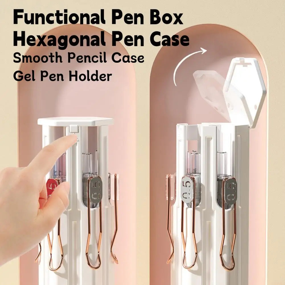 Compact Desk Hexagon Pen Holder Case