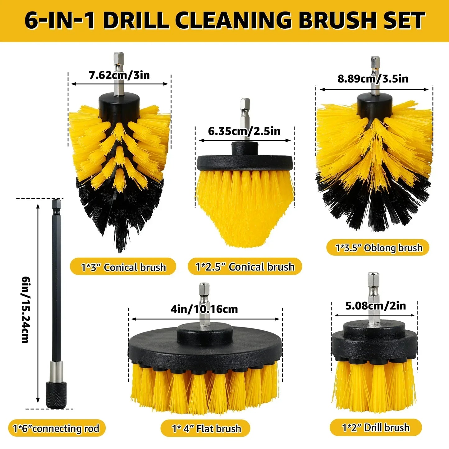 Powerful Drill Brush Cleaning Kit 5 Piece Set