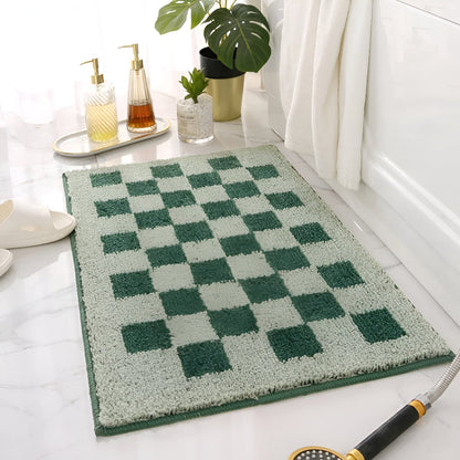 Soft Checker Pattern Bathroom Mat