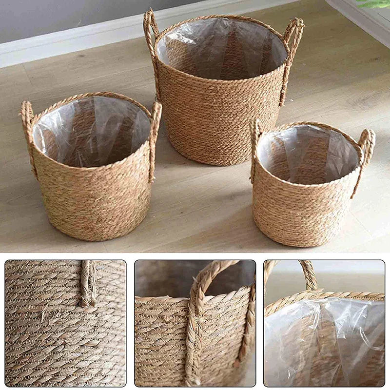 Large Natural Woven Seagrass Planter Basket