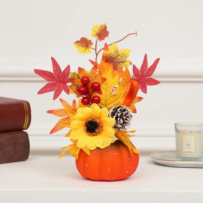 Fall Decorative Pumpkin with Silk Flowers
