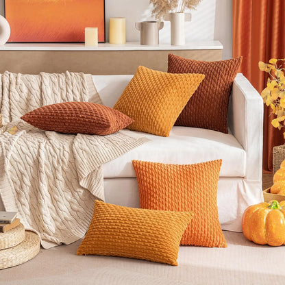 Plush Striped Velvet Accent Pillow in Chic Bohemian Style - Yeezlab