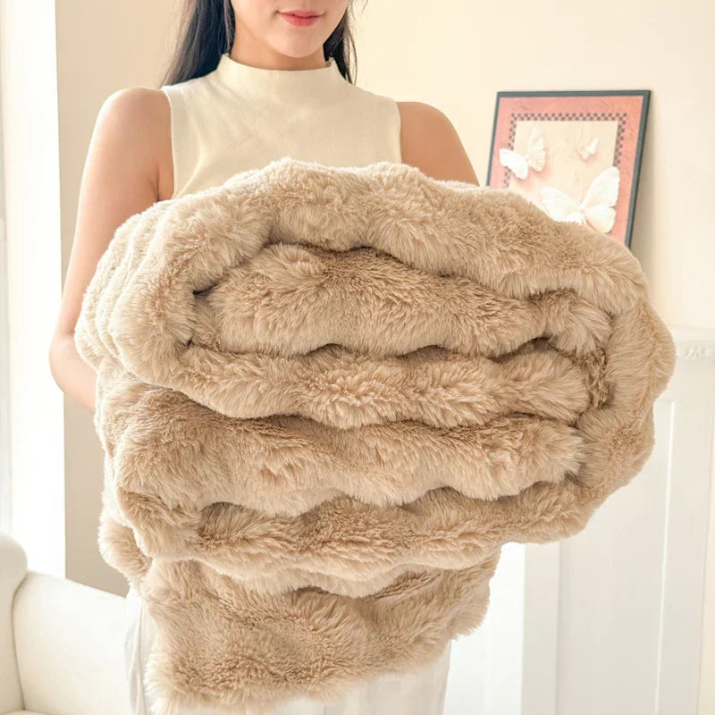 Ultra Soft Double Layer Faux Fur Throw Blanket