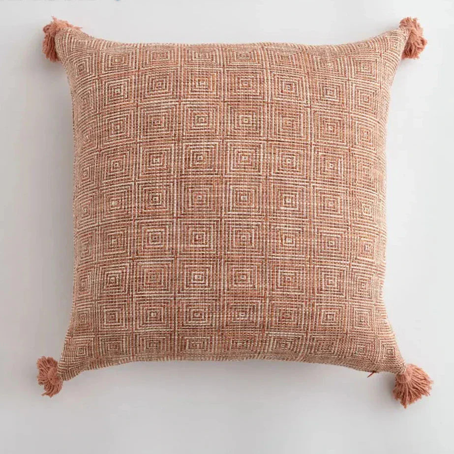 Stylish Home Cushion Cover with Decorative Tassels