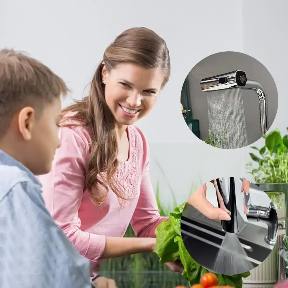 Modern Chrome Kitchen Faucet with 4 Spray Settings