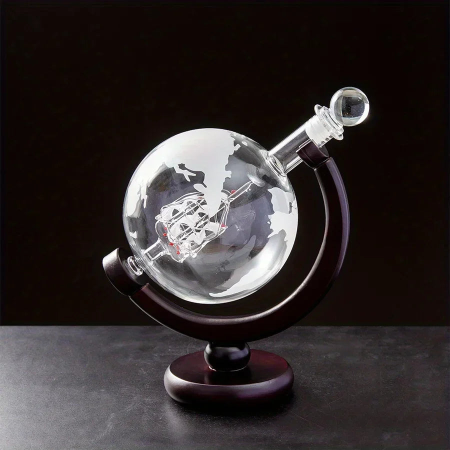 Unique Glass Globe Liquor Decanter Set