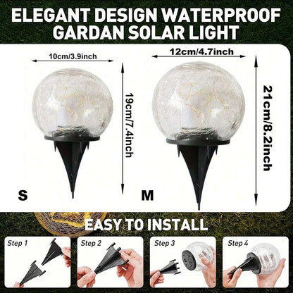 Solar Powered Glass Globe Outdoor Lamp