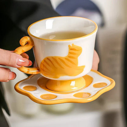 Vibrant Kitty Artisan Ceramic Coffee Tea Set