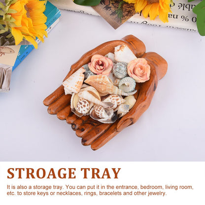 Handcrafted Wooden Prayer Hands Candy Dish Home Decoration