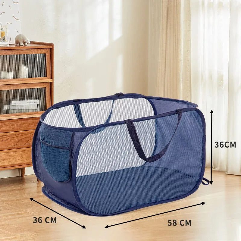 Collapsible Laundry Hamper with Pocket and Sturdy Frame - Yeezlab