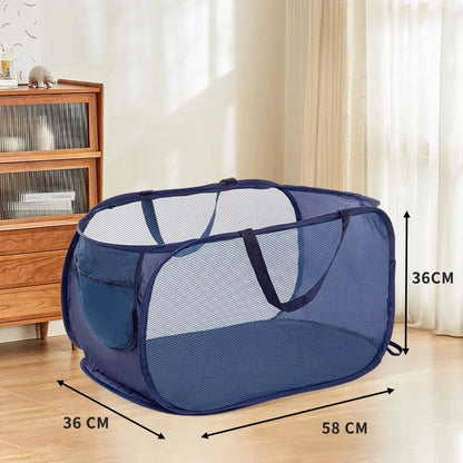 Collapsible Laundry Hamper with Pocket and Sturdy Frame - Yeezlab