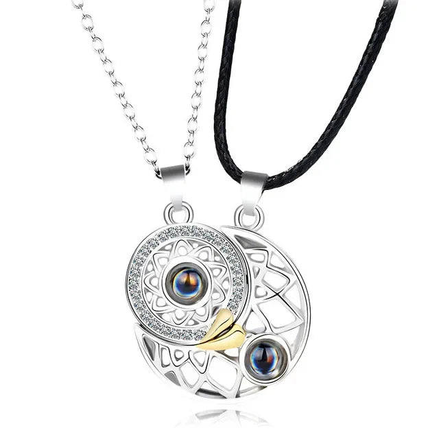 Romantic Heart Magnetic Lovers Necklace Set