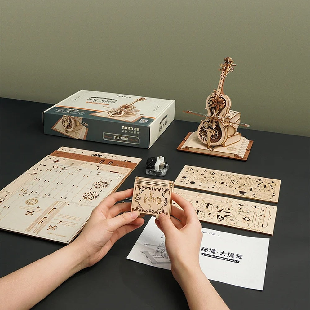 Unique Wooden 3D Cello Puzzle Toy