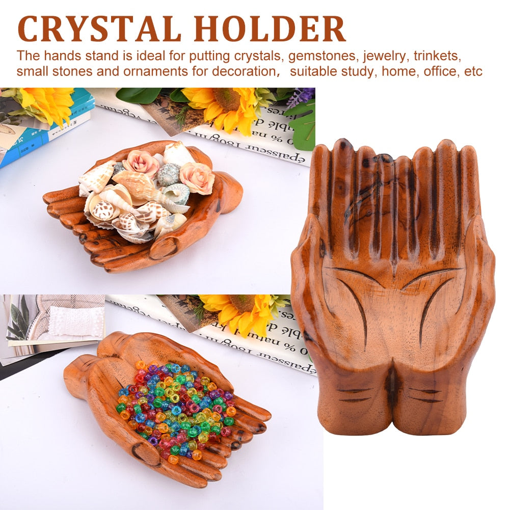 Handcrafted Wooden Prayer Hands Candy Dish Home Decoration - Yeezlab