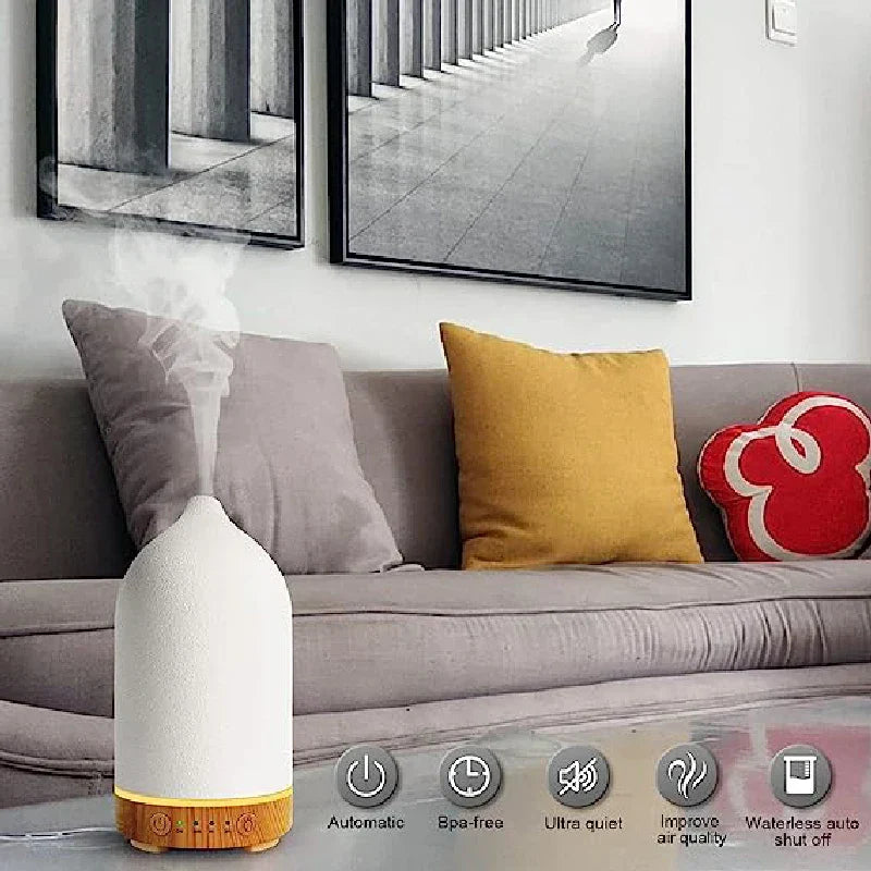 Ceramic Essential Oil Diffuser with 7 Color LEDs