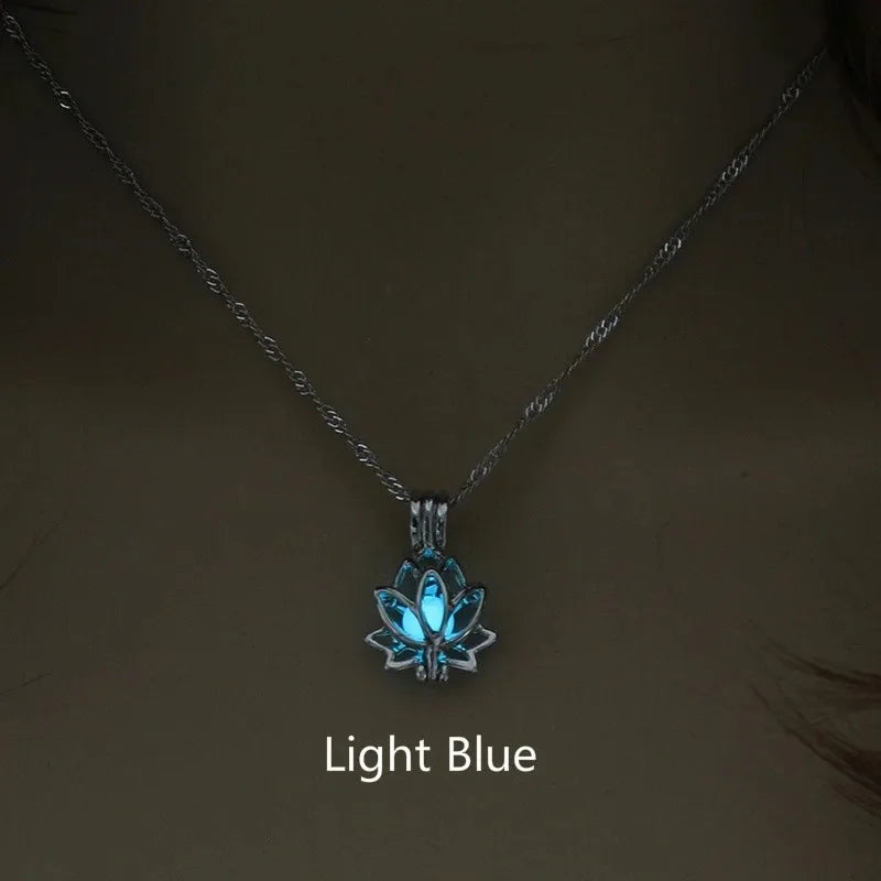 Glowing Moonlight Lotus Pendant Necklace - Yeezlab