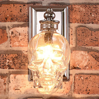 Dark Skull Vintage Glass Table Lamp