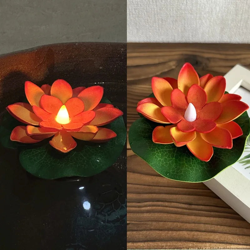 Floating Floral Pond Lamp with LED Sensor Light