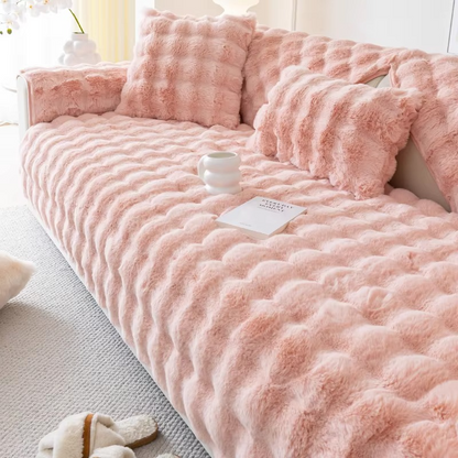 Soft Faux Fur Sofa Cover with Non Slip Bottom