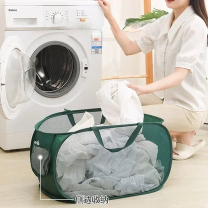 Collapsible Laundry Hamper with Pocket and Sturdy Frame