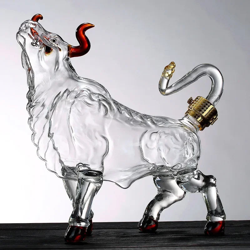 Unique Bull Shaped Glass Decanter