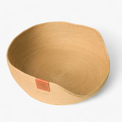 Handwoven Bamboo Pet Bed with Cushion – Rattan Cat and Small Dog Basket