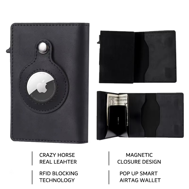 Slim RFID Leather Wallet with Card Slot & Tracker Pocket